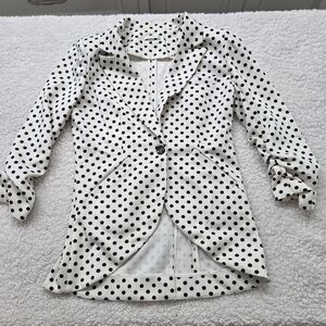 Esley Black and White Polka Dot Blazer Business Attire‎ Fresh Womens Small